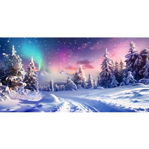 YongFoto Fish Tank Background - 24x12 inch Winter Snow Scene Aquarium Backdrop with Pine Forest, Rime, Starry Sky, Aurora for Reptile Terrarium & Bearded Dragon Habitat - color: Purple 5, size: 24x12in/60x30cm