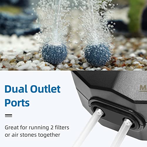 Aquarium Air Pump Single Outlet/Dual Outlet Adjustable Aerator with Accessories for 10-100 Gallon Fish Tank - style: M-400 8W (60-100gal)