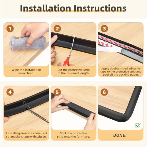 Corner Protector Baby, Baby Proofing Edge Corner Protector, Waterproof Soft Foam Cushion with Adhesive Tape (6.6ft Edge + 4 Corners),Wall Corner Protector for Fireplace, Table, Stair, Cabinet(Black) - color: Black Sponge（6.56ft + 4 Corners)