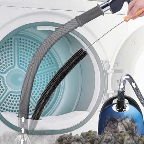 PetOde 2 Pieces Dryer Vent Cleaner Kit - Upgraded Vacuum Hose Attachment Compatible with Most Vacuum Cleaner, Flexible Dryer Lint Brush, Quickly Lint Remove, Deep Gray - color: Deep Gray