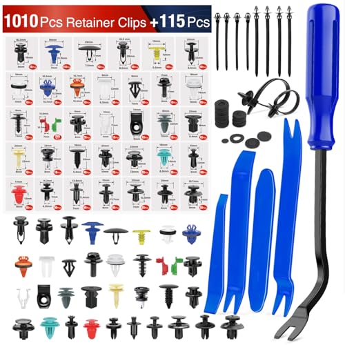 Nilight 1125Pcs Car Push Retainer Clips Auto Fasteners Kit Included 34 Most Popular Sizes Nylon Bumper Fender Rivets with 5 Fasteners Remover 10 Cable Ties for Toyota GM Ford Honda Chevy - color: 1125Pcs