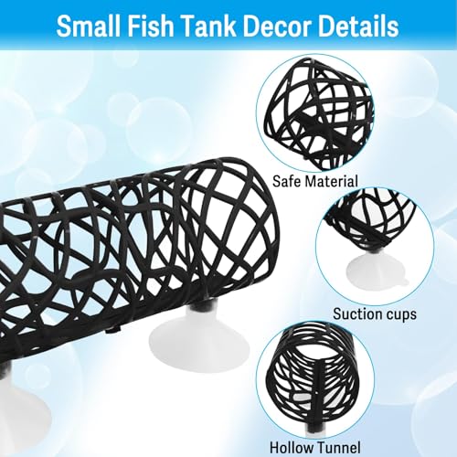 Hamiledyi Betta Fish Hideout Cave with Betta Hammock Bed Hollow Tunnel Betta Fish Tank Accessories Aquarium Decorations for Crayfish Shrimps Betta and Other Small Fish (Black) - color: Black
