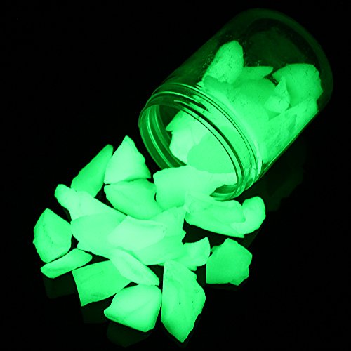 Shiny Stone Glow in The Dark Aquarium Neon Gravel Sand, Decorative Rocks for Fish Tank and Fairy Garden, Home Dec,305g/0.67lbs (15-22mm, Yellow Green) - color: Yellow Green, size: 15-22mm