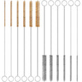 12-Pieces Brass Wire Brush Stainless Steel Wire Brush Set 12" Long Pipe Cleaners Parts Cleaning Brush Metal Brush for Cleaning Tubes, Cylinders, Bottle, Auto Parts (6mm/8mm/10mm/15mm/18mm/20mm)