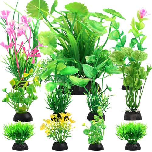 QUOZUO Fish Tank Accessories Aquarium Decorations Green Plants, 11cs Small Goldfish Turtle Tank Decorations Artificial Plants, Aquarium Decor Plastic Grass Plant - color: Green