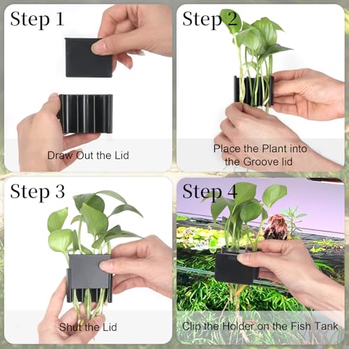 2 Pack Hanging Aquarium Plant Holder – 3 Holes Aquatic Plant Cups, Fish Tank Holder for Aquatic Plants, Ideal for Aquarium Tank Decoration(Black) - color: Black,2 Pcs