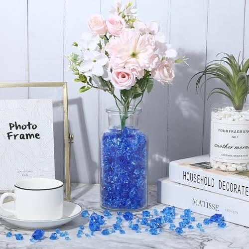 700 Pcs Navy Blue Fake Ice Diamonds Vase Fillers Crushed Gems 5 Sizes for Photography Props DIY Wedding Centerpiece Table Scatter Fish Tank Candlestick Frame Decoration - color: Navy Blue