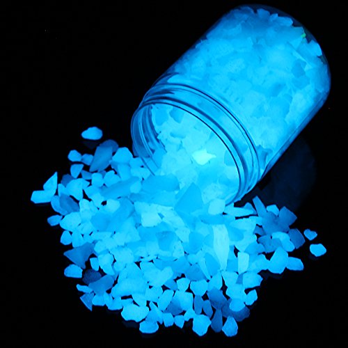 Shiny Stone Glow in The Dark Aquarium Neon Gravel Sand, Decorative Rocks for Fish Tank and Fairy Garden, Home Dec,305g/0.67lbs (5-8mm, Sky Blue) - color: Sky Blue, size: 5-8mm