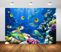 BELECO Fabric 5x4ft Underwater World Backdrop Under The Sea Tropical Fish Coral Reef Blue Deep Sea Aquarium Background Undersea Party Decorations Banner Birthday Photoshoot Studio Props