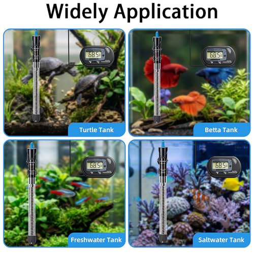 Aquarium Heater 300W Submersible Water Thermostat Fish Tank Heater Adjustable Temperature with Digital Thermometer for 40-75 Gallon Tanks