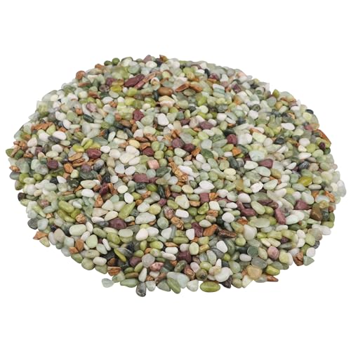 River Rocks,Landscaping Pebbles,Decorative Ornamental Pebbles,Garden Landscaping Stones,Gravel Filler for Home Decoration Flower Bed Fish Tank Plants Vases Succulents (1, Green, 5 Pounds) - color: Green, size: 5 Pounds