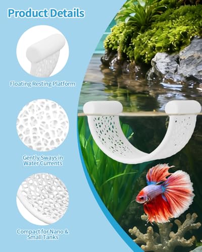 Floating Betta Hammock, Betta Fish Hammock, Floating Rest Platform or Small Aquariums, Nano Tanks, Shrimp, Corydoras, Betta Fish Tank Accessories, Fish Tank Decor, 3D Printed Aquarium Decor (White) - color: White