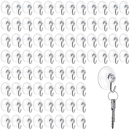 Mudder 80 Pcs Suction Cup Hooks Wall Clear Suction Cups with Metal Hooks Window Hangers for Glass Wall Towel Hangers Supplies Bathroom Glass Kitchen Decorations,3 lbs (30 mm) - size: 30 mm