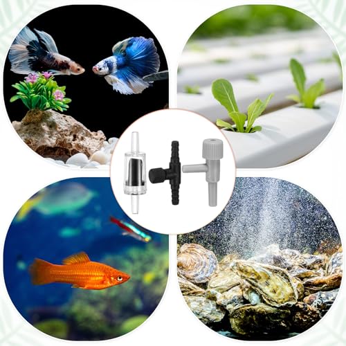 M METERXITY 1-Set Aquarium Air Valve, for 3/16" Airline Tubing PVC Aquarium with L-Shape Air Control Valves Check Valves for Fish Tanks/Aquaculture, Regulators Air Pump Adjustable [Black] - color: Black