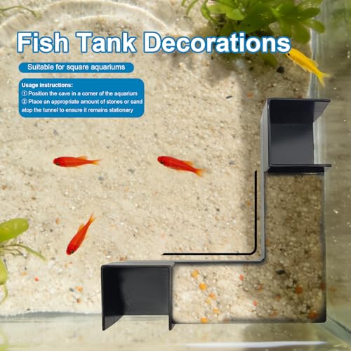 Aquarium Tunnel and Fish Cave – Dual-Entrance Underground Hiding Caves for Small Fish, Fish Tank Decor for Shrimp, Corydoras, Loaches, Betta and Small Bottom Dwellers