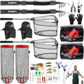 Father's Day Telescopic Fishing Rod Kit, 6.89ft/5.91ft 2 Pcs Collapsible Rod for Him with Landing Net, Tackle Bag, Gloves, Lures, Pliers, Gift for Dad for Saltwater Freshwater Fishing - size: 6.89 FT