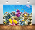 BELECO 6x4ft Fabric Underwater World Backdrop Undersea Tropical Fish Coral Reef Blue Deep Sea Aquarium Background Under The Sea Party Decorations Baby Shower Birthday Shoot Photo Props - size: 6x4FT