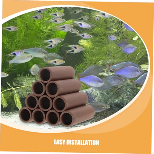 HANABASS 2pcs Pottery Shrimp Habitat Ornament Aquarium Breeding Shelter Fish Tank Hiding Spots Durable Spawning Tube Decorations for Shrimp and Betta Fish Care
