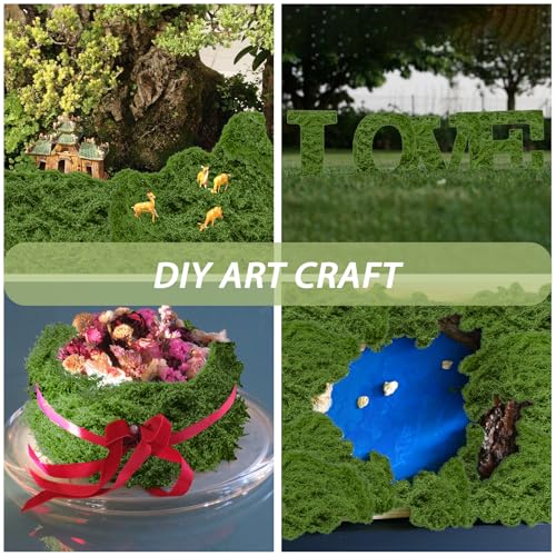 Fake Green Moss 7 oz Decorative Artificial Moss for Crafts Artificial Dark Faux Moss for DIY Table Centerpieces Wedding Party Decor Fairy Garden Floral