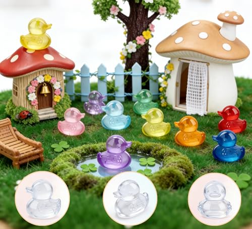 200PCS Mini Resin Small Ducks to Hide Miniature Tiny Little Plastic Ducks for Hiding Resin Duck Bulk Pack for Micro Garden Aquarium DIY Craft Office Desk Decor Vase Filler Gifts Party Favors - size: Duck (200PCS)