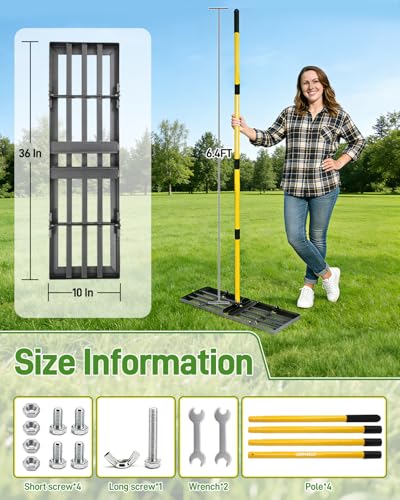 Lawn Leveling Rake, 36 Inch Yard Lawn Leveling for Soil with 78" Adjustable Steel Handle, Heavy Duty Effort Saving Landscape Lawn Leveler for Yard Garden Golf Course Soil Sand Dirt Grass - size: 36in
