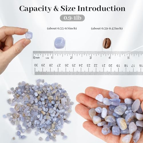 JOHOUSE Decorative Crystal Pebbles, 1 Lb(0.35"–0.8") Natural Quartz Stones Aquarium Gravel Sea Glass Rock Sand for Fish Turtle Tank Air Plants Decoration - color: Light Blue