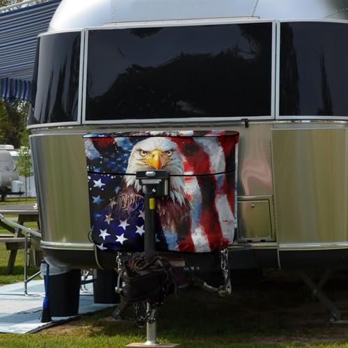 Colorful USA Flag Eagle RV Propane Tank Cover for Travel Trailer Replacement Cover for RV/Trailer/Camper Double 20lb Propane Tank Protector - color: Colorful USA Flag Eagle, size: Small-Double 20LB