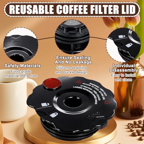 Podoy 119367 Reusable Coffee Filter Cover Lid Compatible with Keurig My K-Cup 2.0 Series K200 K250 K300 K350 K400 K450 K460 K475 K500 K550 K560 K575 Brewers (3 Pack)