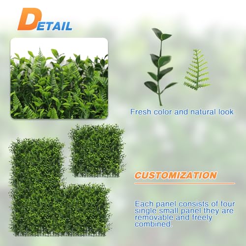 TANG 20"x20"-1PC Artificial Greenery Boxwood Panels Grass Wall Panel, Faux Privacy Fence Ivy Screens Backdrop Fake Hedge for Indoor Outdoor Wedding Décor, Style-9 - color: 20"x20" Panel-9, size: 20"x20"
