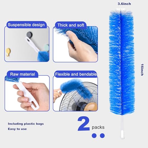 Fan Cleaner Brush，Fan Brush Cobweb Duster Microfiber Duster Ideal for Ceiling Duster, Household Duster Curtains，Fan Cleaner for Box Fan（2PCS）