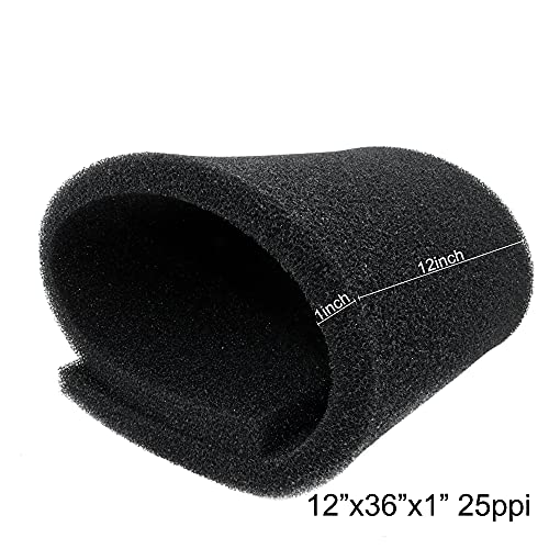 AFA Aquarium Filter Media Sponge Pad, Fish Tank Bio Open Cell Coarse Foam Block Foam Pre Filter Sponge Material (12" x 36" x 1" 25ppi) - size: 12" x 36" x 1" 25ppi