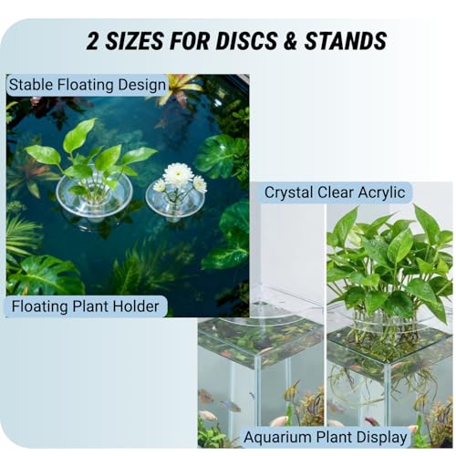 10 Pcs Creative Floating Floral Arrangement Holder,2pcs Aquarium Plant Holder 2025 Innovative Floating Flower Display Stand Clear Acrylic Floating Flower Bowl Stem Holder for Fish Tanks Table Hom Decor