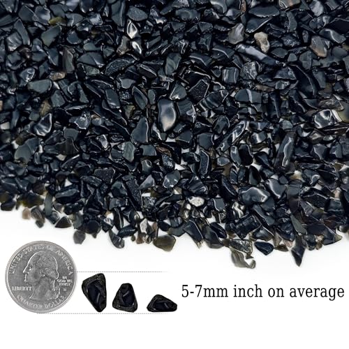 Kaiyuan Dynasty 230g Black Aquarium Gravel Rocks, 5-7mm Polished Natural Tumbled Crystal Chips Bulk, Decorative Pebbles for Fish Tank, Turtle Tank, Crafts & Home Decoration - color: Black, size: 0.5LB