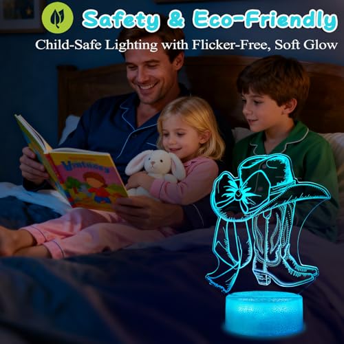 Cowgirl Gifts, Cowgirl Night Light, 3D Illusion Lamp with 16 Colors Changing, Timer, 4 Flash Modes and Dimmer with Remote Control, Western Room Decor for Holiday Birthday Christmas - color: Color 11