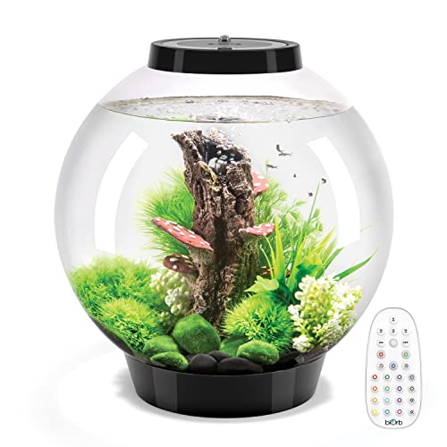 biOrb Classic 30 Acrylic 8-Gallon Aquarium with Multi-Color Remote-Controlled LED Lights Modern Tank for Tabletop Display, Black - color: Black, size: 8 Gallon, style: MCR Lighting