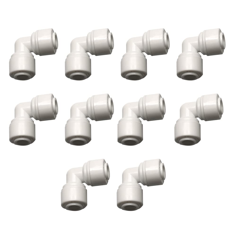 Food-Grade Quick Connector Push-In Tube Fitting,5/16" O.D. Equal Elbow Push to Connect part for Reverse Osmosis Water Filter Purifier (Pack of 10) - style: elbow union 5/16" x 5/16"