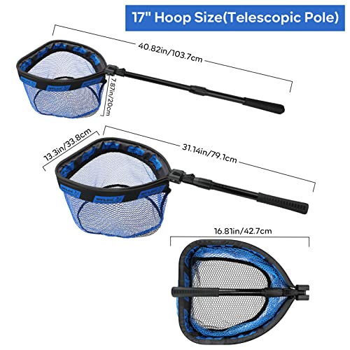 SANLIKE Collapsible Telescopic Floating Fishing Net forFreshwater Saltwater - color: Blue, size: S-carbon fiber pole