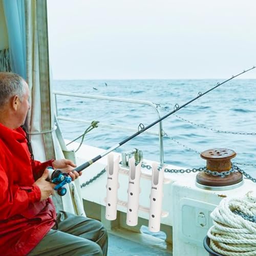 Aventik Tube Fishing Rod Holder Bracket Wall Mounted Boat Side Mount Tool Holder Tube Links with Screws 1/2/3/4/6 Pole Tube Fishing Rod Holders - color: 2-Pole White