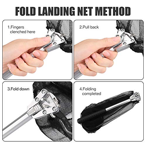 Yeahmart Fishing Landing Net with Telescopic Aluminum Handle Pole, Collapsible Nylon Mesh Minnow Fish Net for Saltwater & Freshwater, Portable Fishing Gear for Kids, Men, Women, Extends 21-75 Inches - style: 21" Full Length (Fixed Handle)