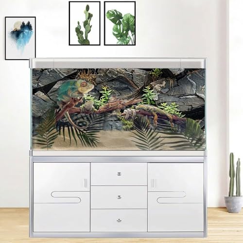 Stone Aquarium Background, Underwater Rock Plant Fish Tank Background Rocky Terrarium Background Black, Polyester Background with 6 EVA Double-Sided Tapes 48x24 inches/120x60 - color: Rock, size: 48"L x 24"W