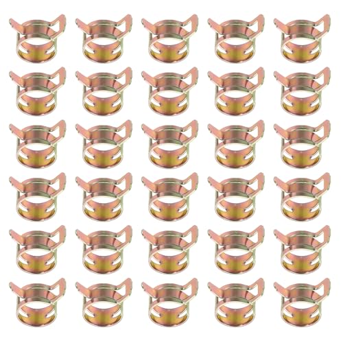 PATIKIL Spring Band Hose Pipe Clamps for 15-17.4 mm OD Hose, 30 Pack Silicone Vacuum Constant Tension Band Clips for Fuel Line Silicone Air Hose Tube Water Pipe, Gold - size: 15-17.4 mm