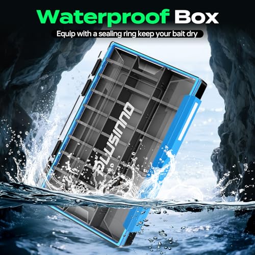 PLUSINNO Tackle Box Organizer, 1/2 Packs Waterproof Tackle Trays, Fishing Tackle Box with Removable Dividers, Fishing Box Tackle Trays and Terminal Tackle Storage - style: New -1 Pack
