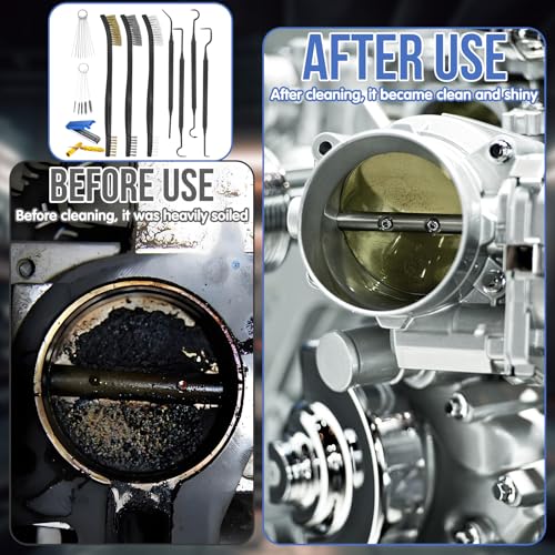 11Pcs Carburetor Cleaning Tool, Carb Jet Cleaning Kit & Welding Tip Cleaner with Stainless Steel Needles, Brushes & Hooks for Motorcycle ATV Chainsaw & Welder Professional - color: E-Style-11PCS