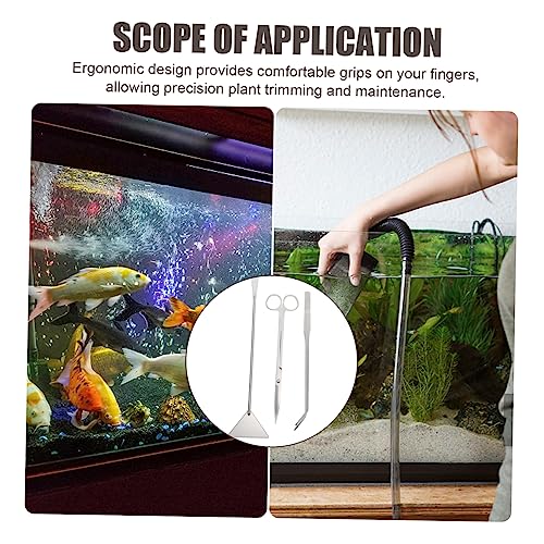 BESPORTBLE 1set Aquarium Scissors Multi-Function Trimming Tools for Freshwater and Plants Precision Tweezers and Scraper for Easy Maintenance - color: Silver, size: 31.50X7.00X1.00CM