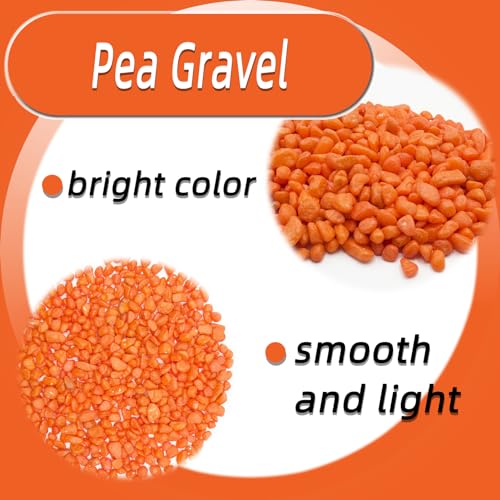 Orange Pebbles for Crafts, 0.9 Pound Natural Polished Aquarium Gravel, Decorative Pebbles for Indoor Plants, Turtle Tank, Vase, Succulents Cactus, Garden Landscaping - color: Orange