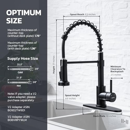 WEWE Black Kitchen Faucet with Soap Dispenser, Kitchen Sink Faucet with Pull Down Sprayer Stainless Steel Single Handle High Arc Pull Out Matte Black Faucet for Bar Laundry RV Utility - color: Matte Black, style: Vintage