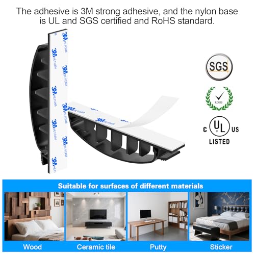 XHF 30pcs Adhesive Cable Wire Clips Black, Outdoor Cable Management Wire Organizer Cord Holder for Under Desk, Car, Wall, TV PC Ethernet Cable - color: Black, size: 6 cords slots-30pcs