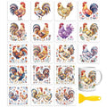 Peacoblue 18 Sheets Rub on Transfers for Crafts, Nordic Folk Chickens 3.6"x3.9" UV DTF Cup Wraps Waterproof Cold Transfers Stickers for Wood Glass Metal Cup Tumblers Mirrors Mugs Home Decor - style: Nordic Folk Chickens