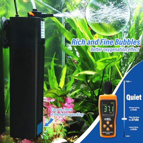 Aquarium U-V Filter for 40-75 Gal, 211 GPH Swirl Turbo Design Submersible Internal Turtle Fish Tank Filter w/Timer, Quiet Power Pump Air Supply Green Clean Machine Saltwater Freshwater Green Killing - size: WP-390F (40-75 Gal)