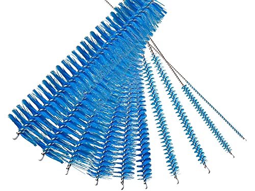 10" Lab Tube Cleaning Brush Set (10-Pack Master Kit) - Flexible Stainless Steel Handles & Multi-Size Nylon Bristles for Test Tubes, Bottles, Pipes, and Deep Detailing, Blue - color: Blue, size: 10pk - 2mm 3mm 4mm 5mm 6mm 8mm 12mm 16mm 20mm 24mm